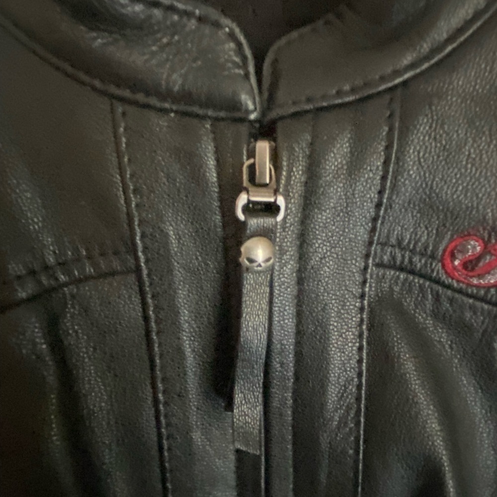 Authentic Women’s Harley Davidson Reflective Willie G Skull Leather Jack NWOT XS - Picture 11 of 11
